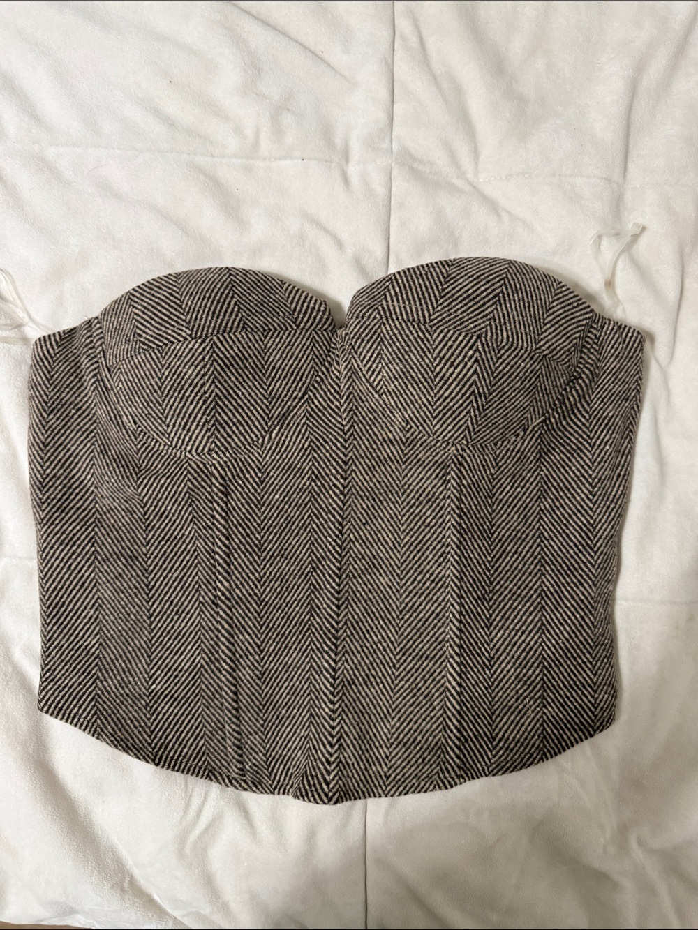 Boohoo Strapless Herringbone Corset Top - Brown $57